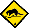 Under Construction sign with ferret digging